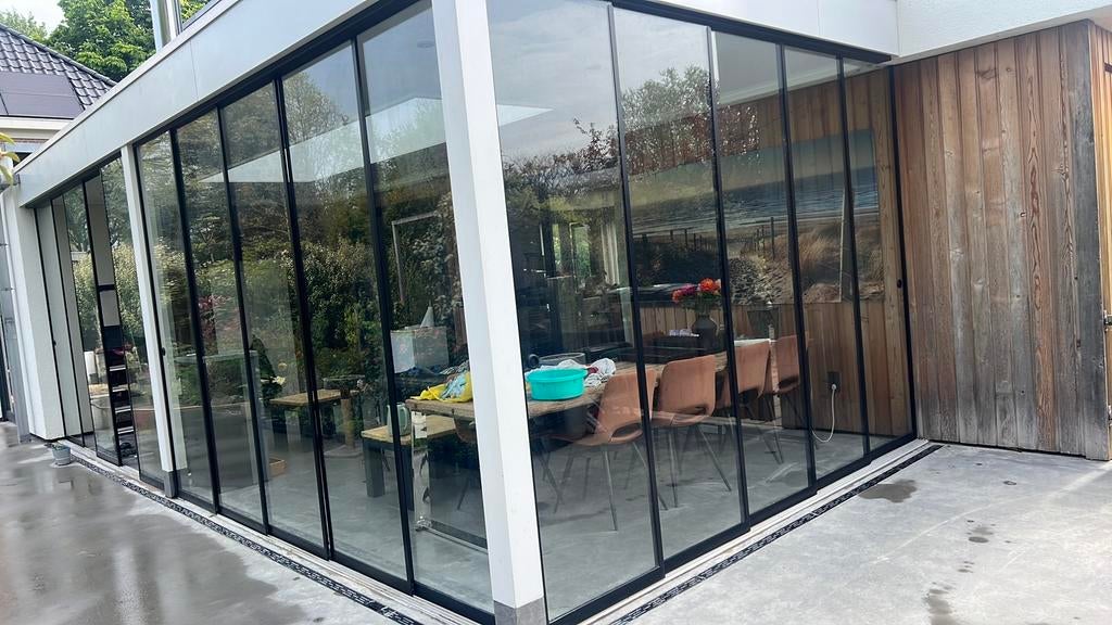 Schuifwanden ramen   glazen schuifwand  overkapping veranda, Tuin en Terras, Overkappingen, Ophalen, Zo goed als nieuw, Serre