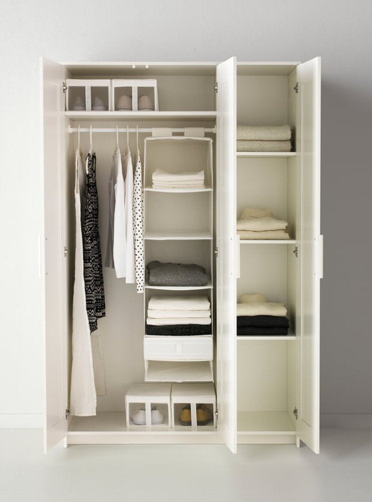 IKEA BRIMNES Kledingkast met 3 deuren, wit, 117x50x190 cm, Ophalen, Met deur(en), Gebruikt, 150 tot 200 cm