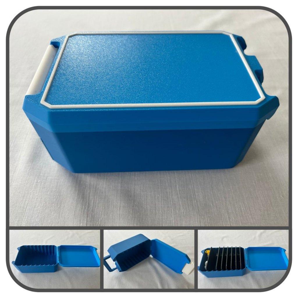 3D-geprinte Beyblade display kaartendoos (blauw/wit) €40,00, Verzamelen, Ophalen of Verzenden, Nieuw