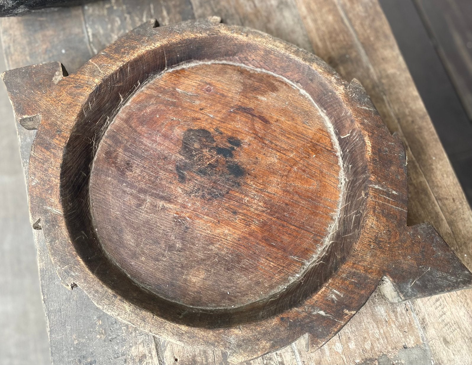 Handgemaakte houten parat schaal, houten tray, dienblad, Ophalen of Verzenden, Rond, Hout, Dienblad