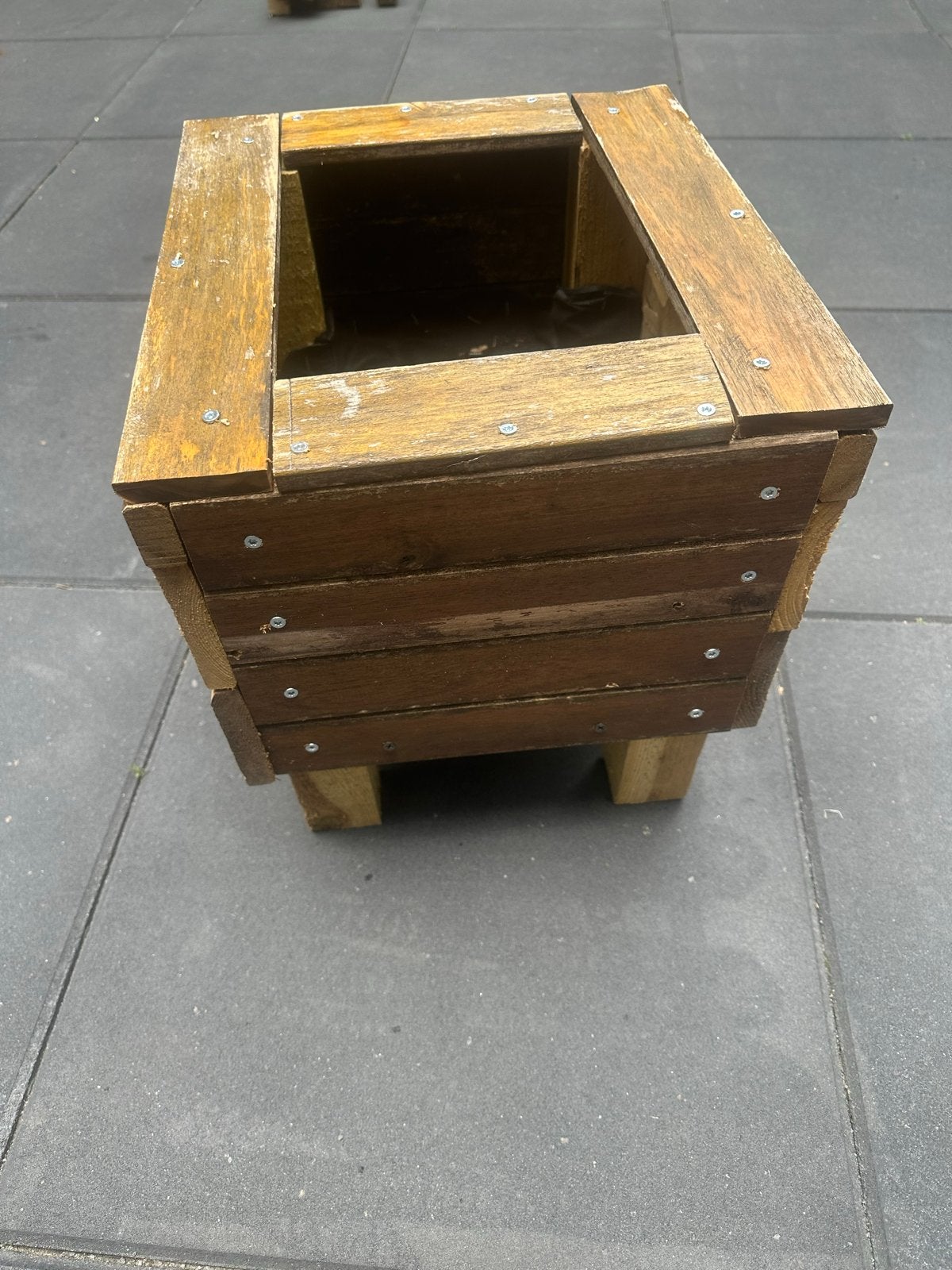 Houten bloembak voor binnen of buiten, Tuin en Terras, Ophalen, Gebruikt, Minder dan 60 cm, Vierkant