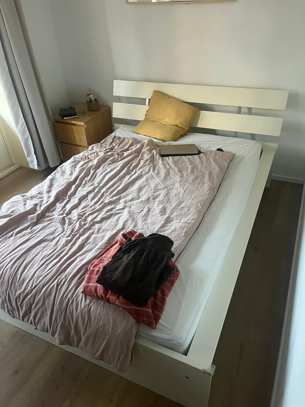 Bed 140x200, Ophalen, Wit, Tweepersoons, 140 cm