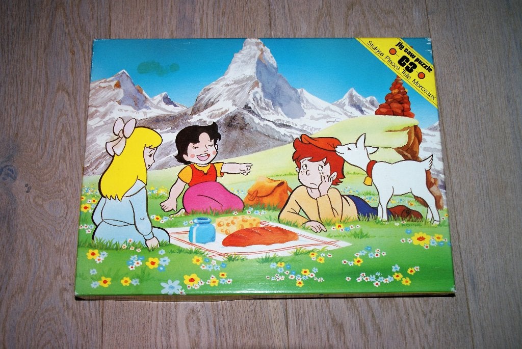 Te koop: Jig Saw puzzle Heidi Picknick uit 1980, Ophalen of Verzenden, Meer dan 50 stukjes, Gebruikt, 6 jaar of ouder
