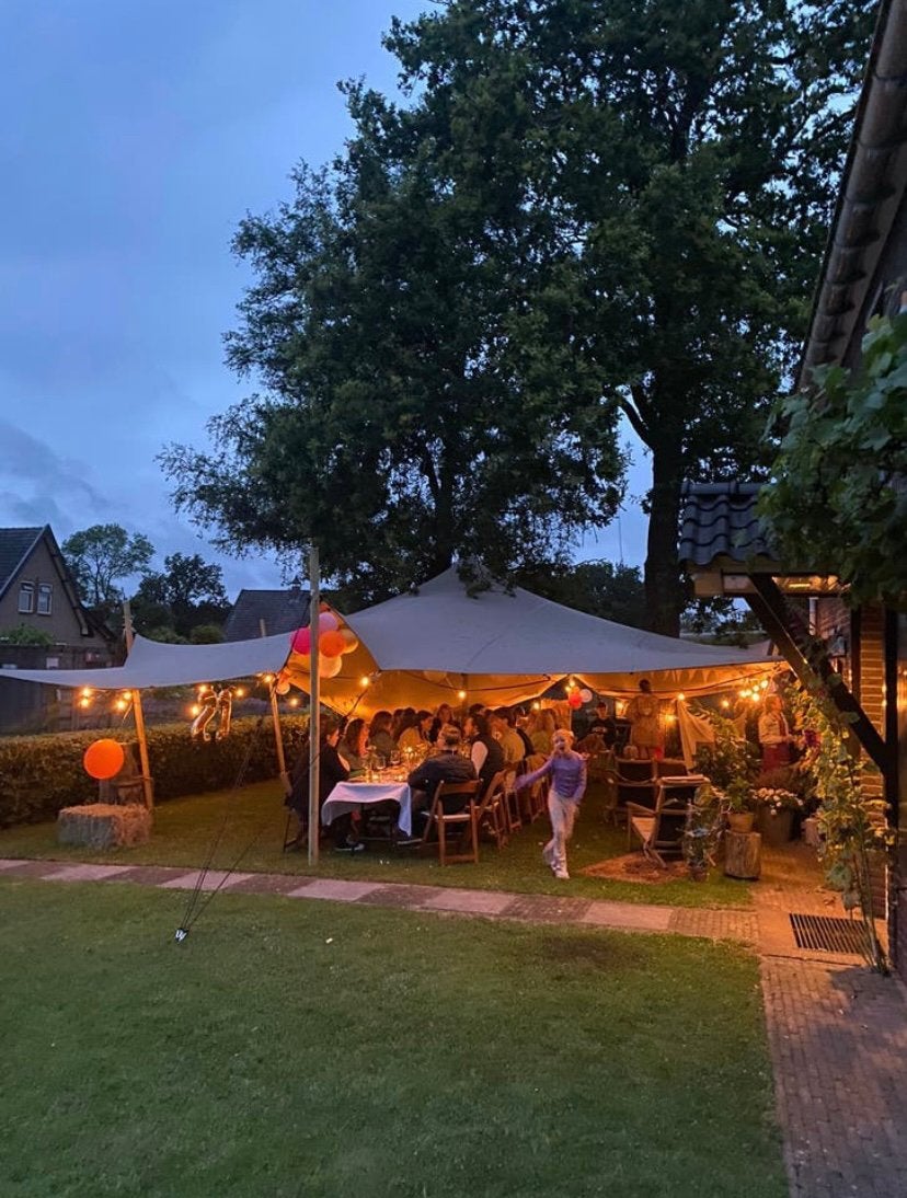 STRETCHTENT goedkoop tuinfeest bbq partytent, Tuin en Terras, Partytenten, Ophalen, Zo goed als nieuw, 8 meter of meer