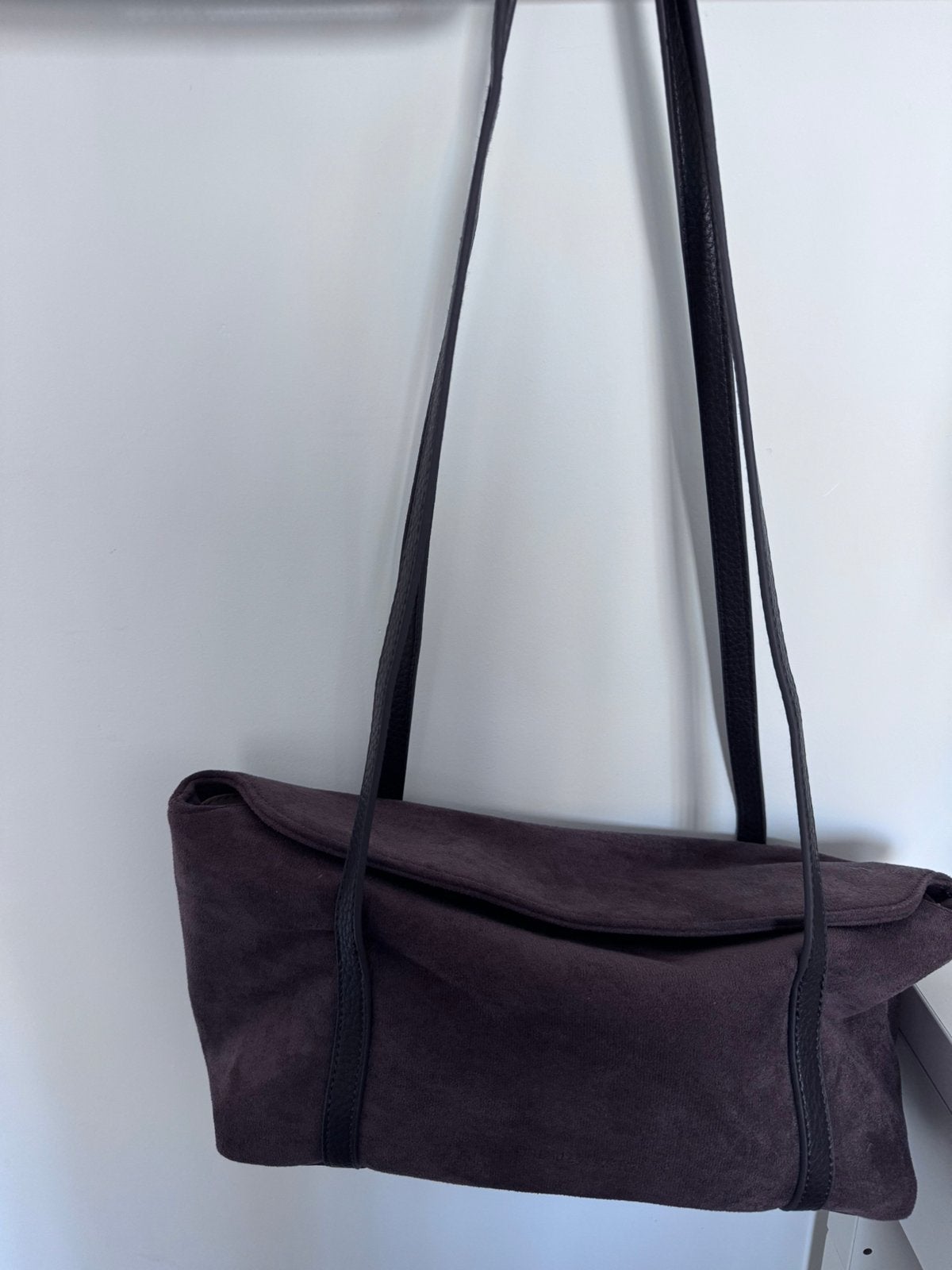 Bruine suede tas, Ophalen of Verzenden, Gebruikt, Bruin