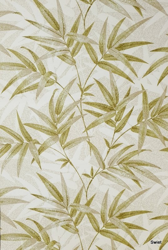 5690 Groen bamboe behang bladeren retro stijl natuur Swiet, Ophalen of Verzenden, Groen