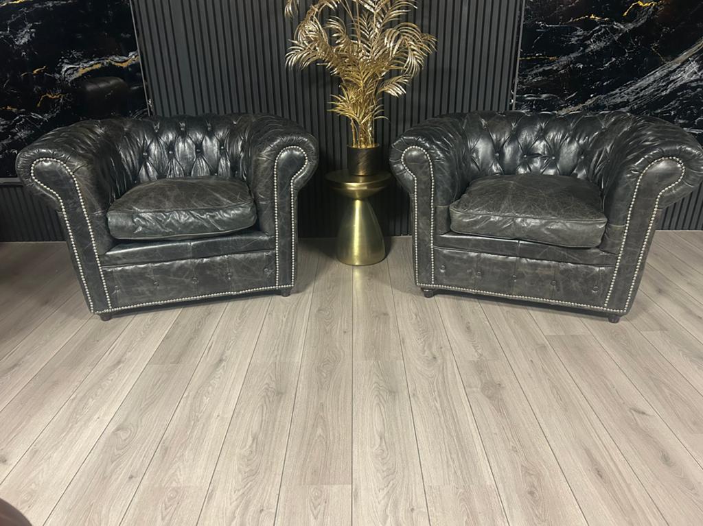Orginele Engelse Chesterfield Lederen Fauteuils 🇬🇧🇬🇧🇬🇧, Huis en Inrichting, Fauteuils, Ophalen of Verzenden, Gebruikt, 75 tot 100 cm