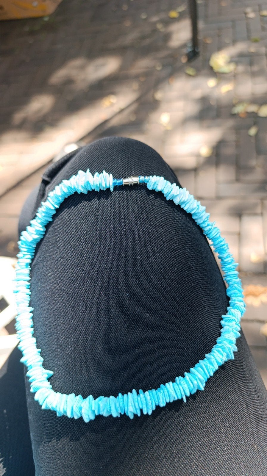 Turquoise ketting, 40 cm, Ophalen of Verzenden, Zo goed als nieuw, Blauw, Overige materialen