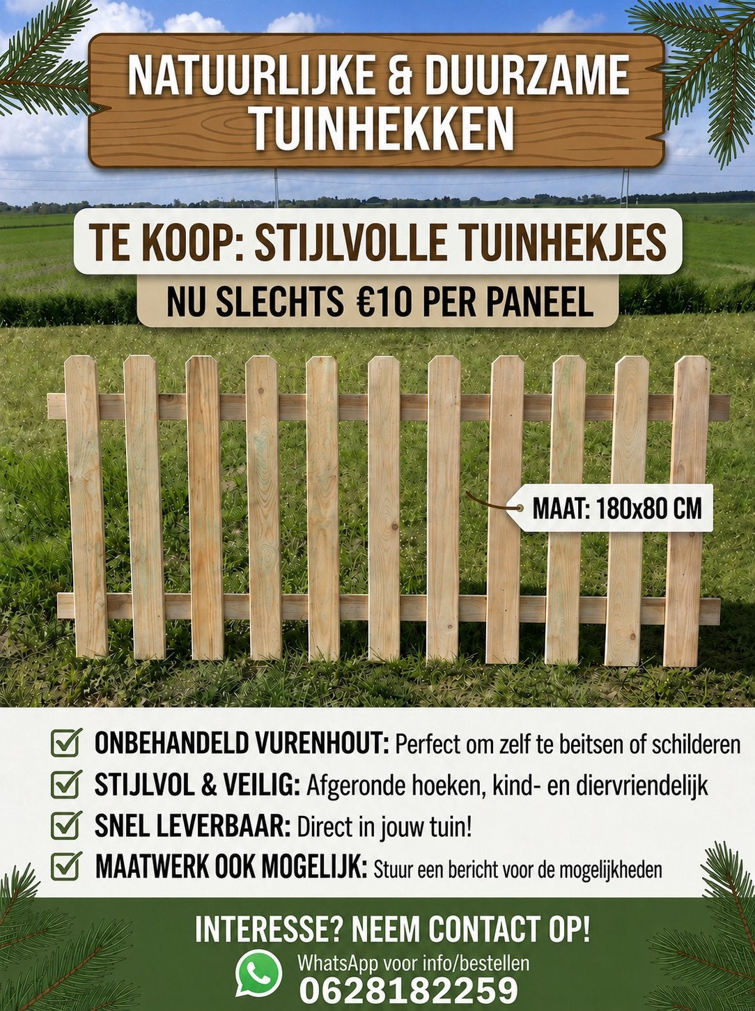 Tuinhekjes, Tuin en Terras, Ophalen, Nieuw, Hout, Tuinhek