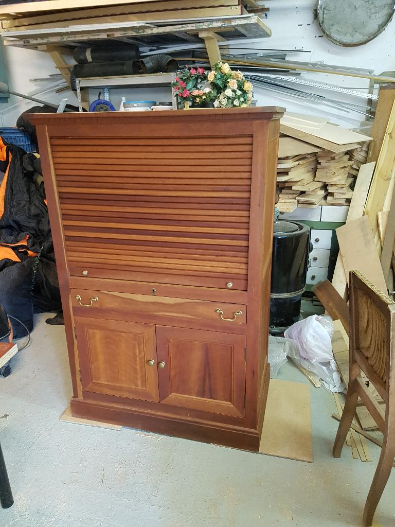 Mooie kersenhouten roldeur secretaire, Huis en Inrichting, Kasten | Secretaires, Gebruikt, Antiek, Ophalen