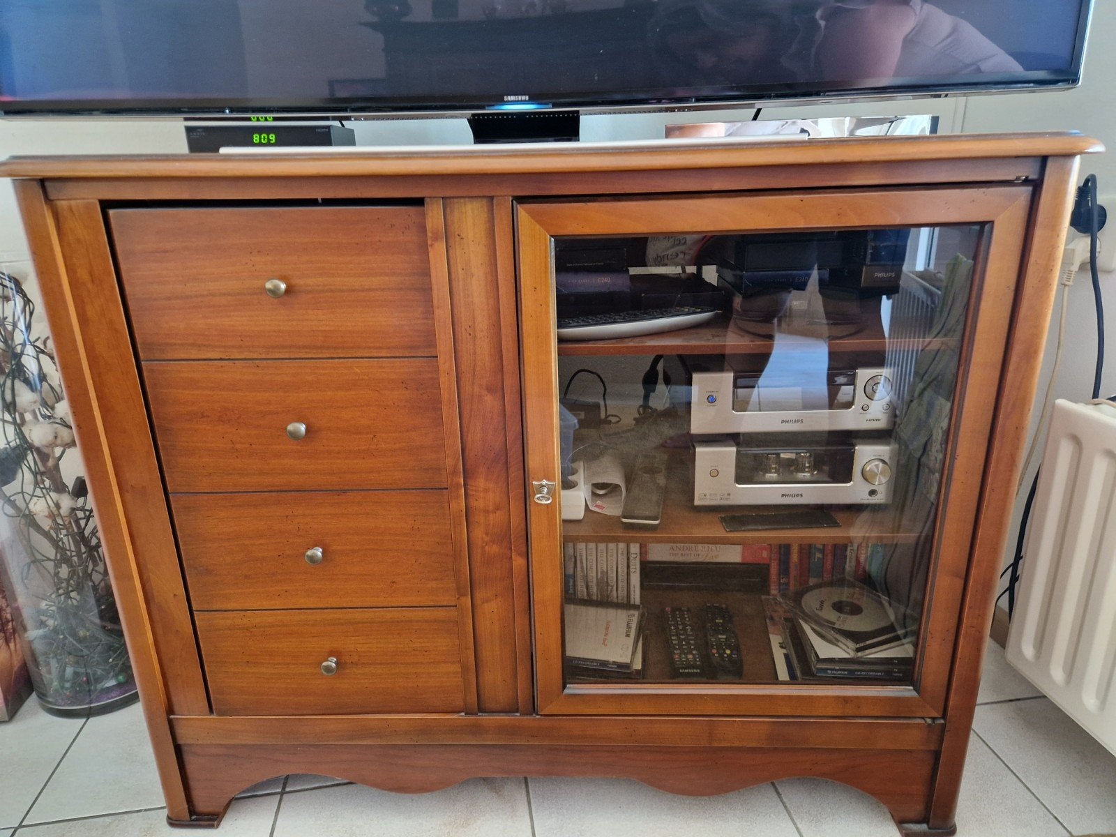 Kersenhouten TV-kast - Zo goed als nieuw, Ophalen, 100 tot 150 cm, Zo goed als nieuw, Minder dan 100 cm