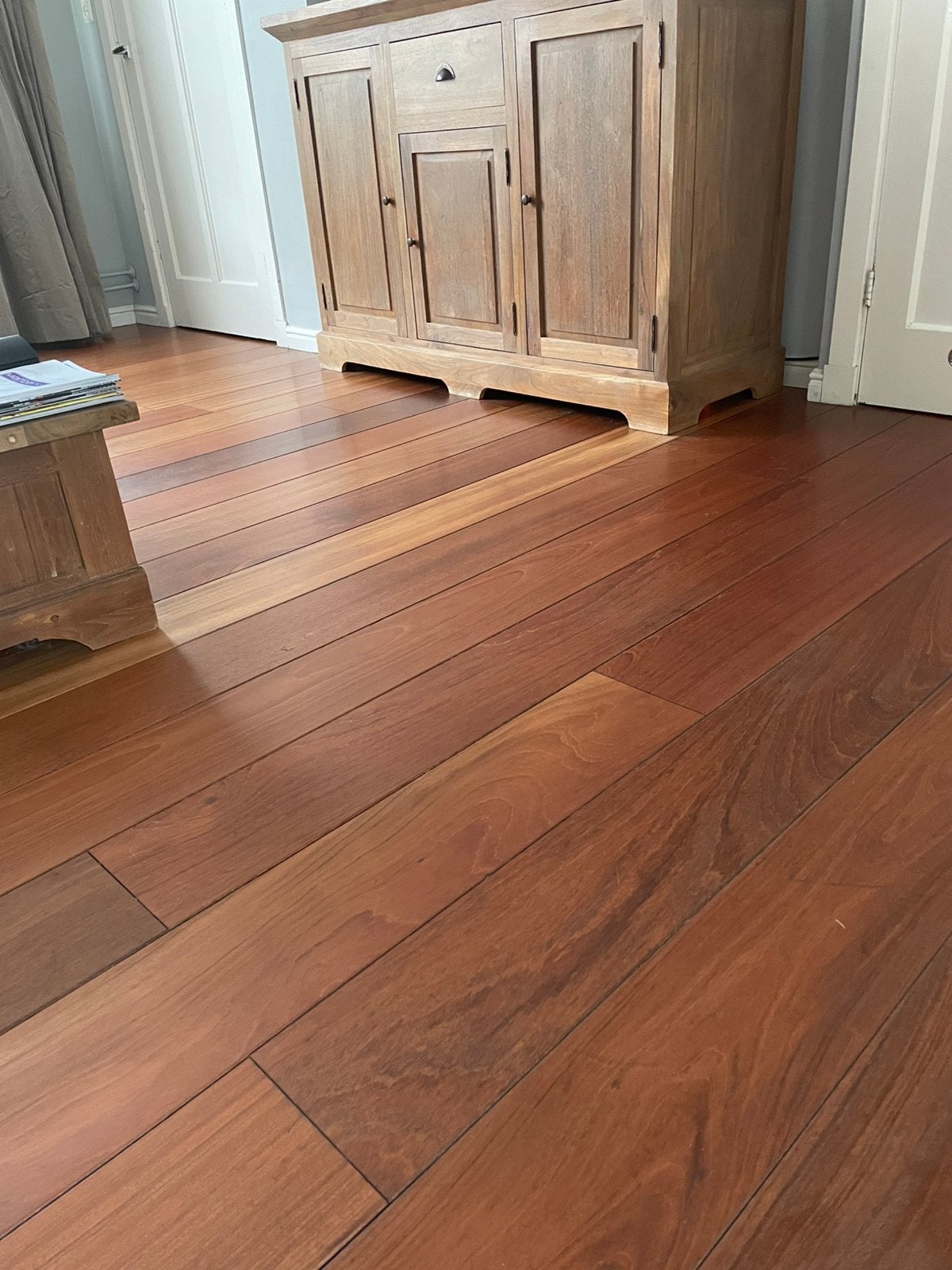 Jatoba houten vloer 27m2, Ophalen, Vloerdelen of -planken, Zo goed als nieuw, 10 m² of meer