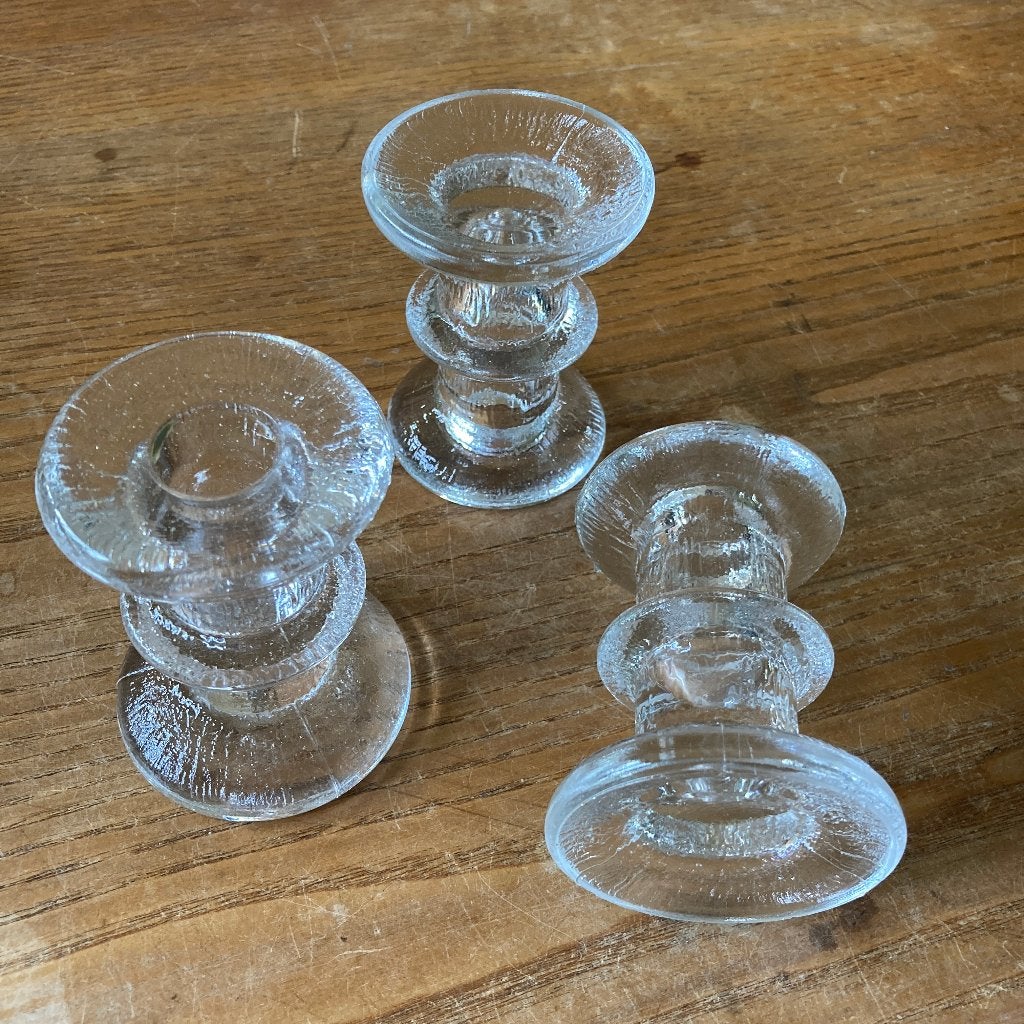 Vintage Pukeberg frosted glas Staffan Gellerstedt kandelaar, Antiek en Kunst, Ophalen of Verzenden, Glas