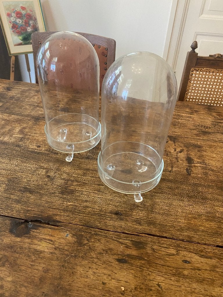 Brocante glazen stolp met onderbord van glas, Antiek en Kunst, Ophalen of Verzenden