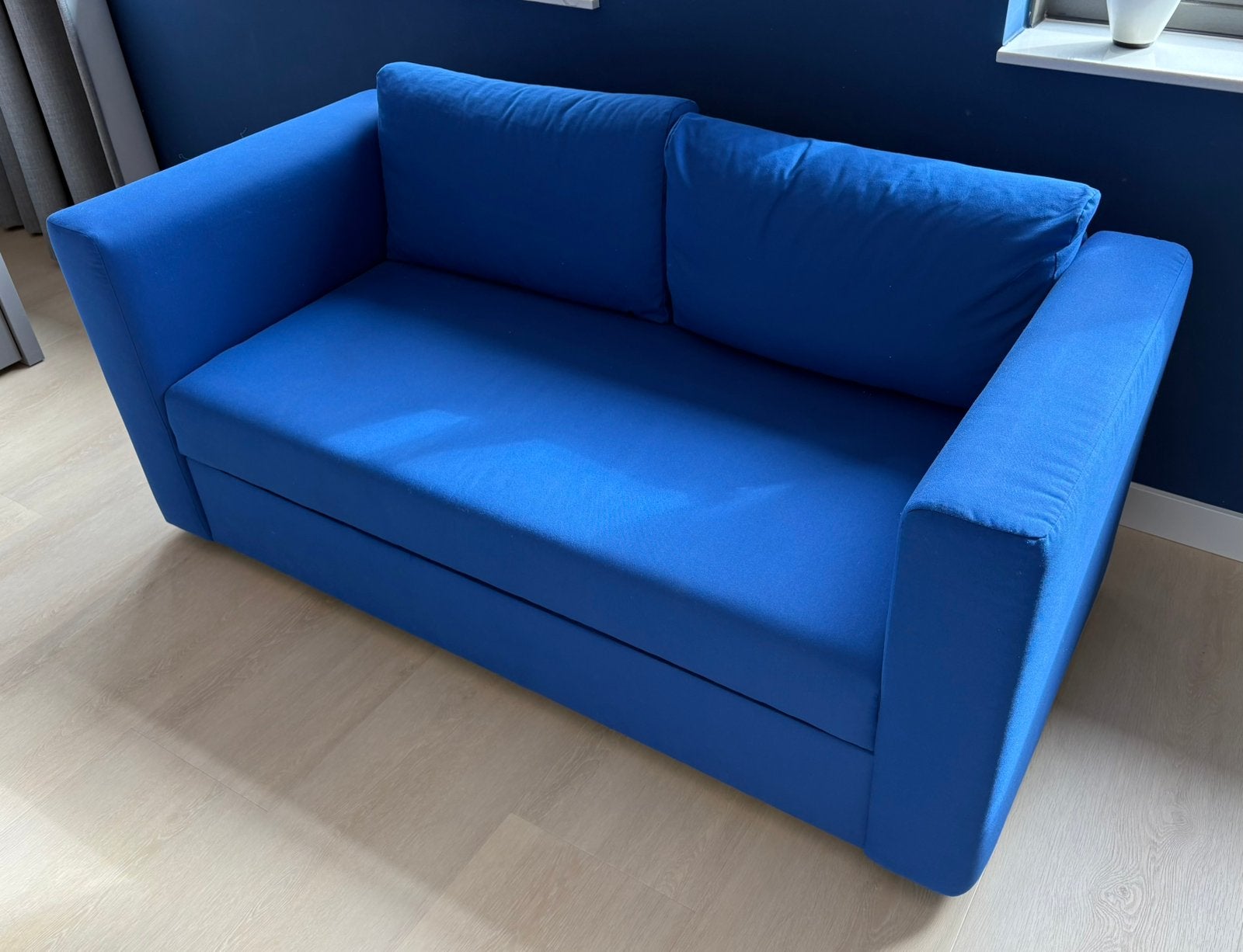 IKEA SKÖNABÄCK 2-zits slaapbank, kobalt blauw, Ophalen, Blauw, Tweepersoons, Zo goed als nieuw