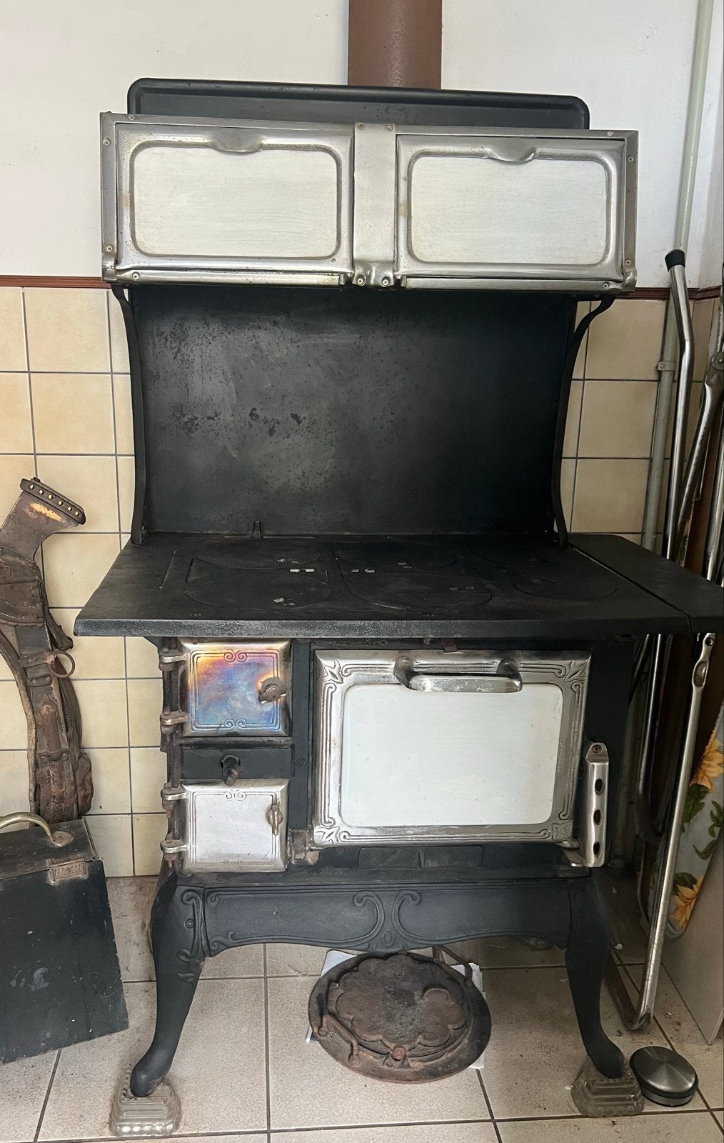Antiek kolenfornuis met oven - Vrijstaand, Ophalen, Gebruikt, Hete lucht, 60 cm of meer