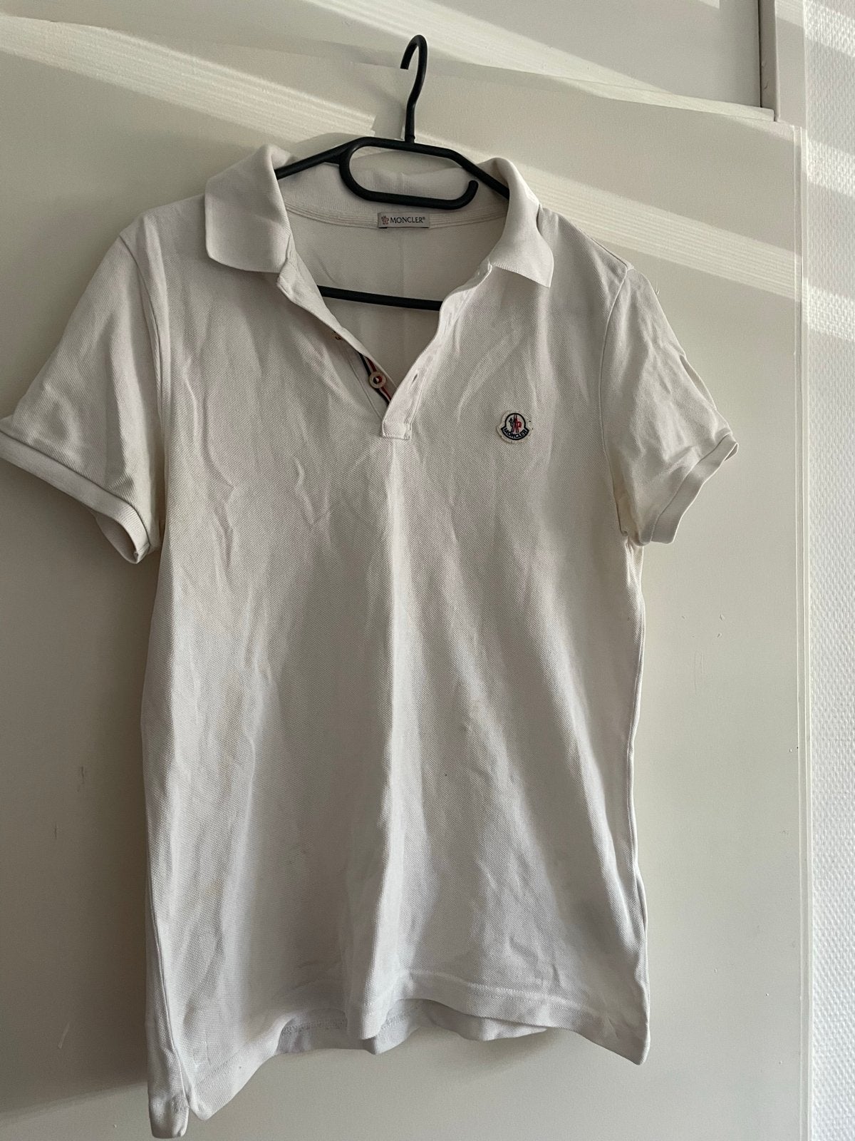 Moncler polo shirt maat S origineel, Ophalen of Verzenden, Gedragen, Maat 46 (S) of kleiner, Wit