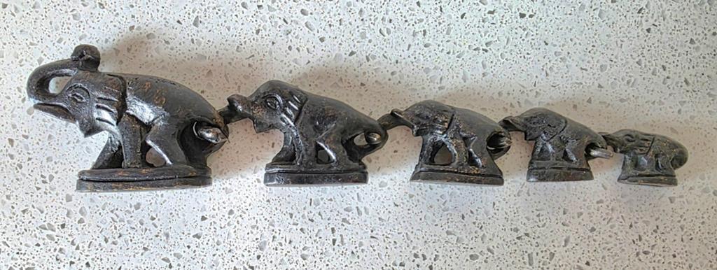 Oude Bronzen Opium Gewichten Birma - Olifanten Set, Antiek en Kunst, Ophalen of Verzenden, Brons