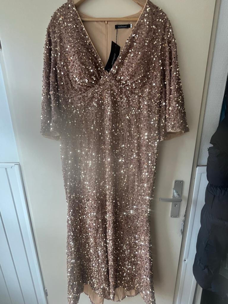 Gouden Galajurk Avondjurk XL met veel stretch, Kleding | Dames, Overige kleuren, Maat 46/48 (XL) of groter, Nieuw, Ophalen of Verzenden