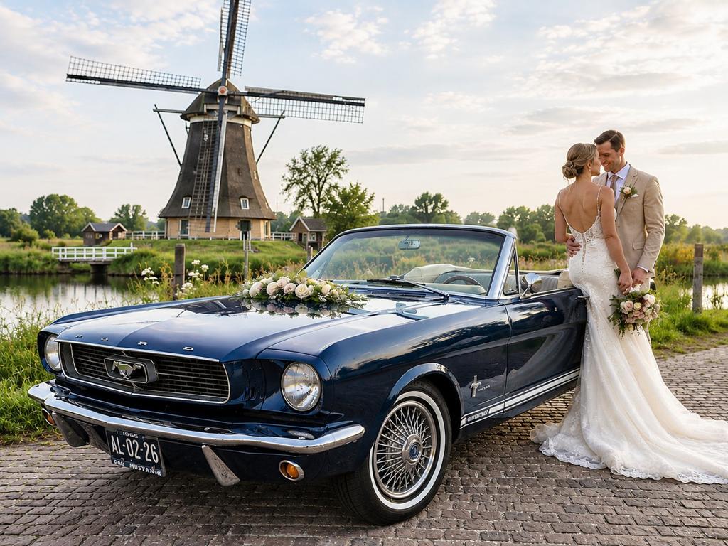 Te huur: Ford Mustang cabrio 1966 oldtimer blauw, Ophalen