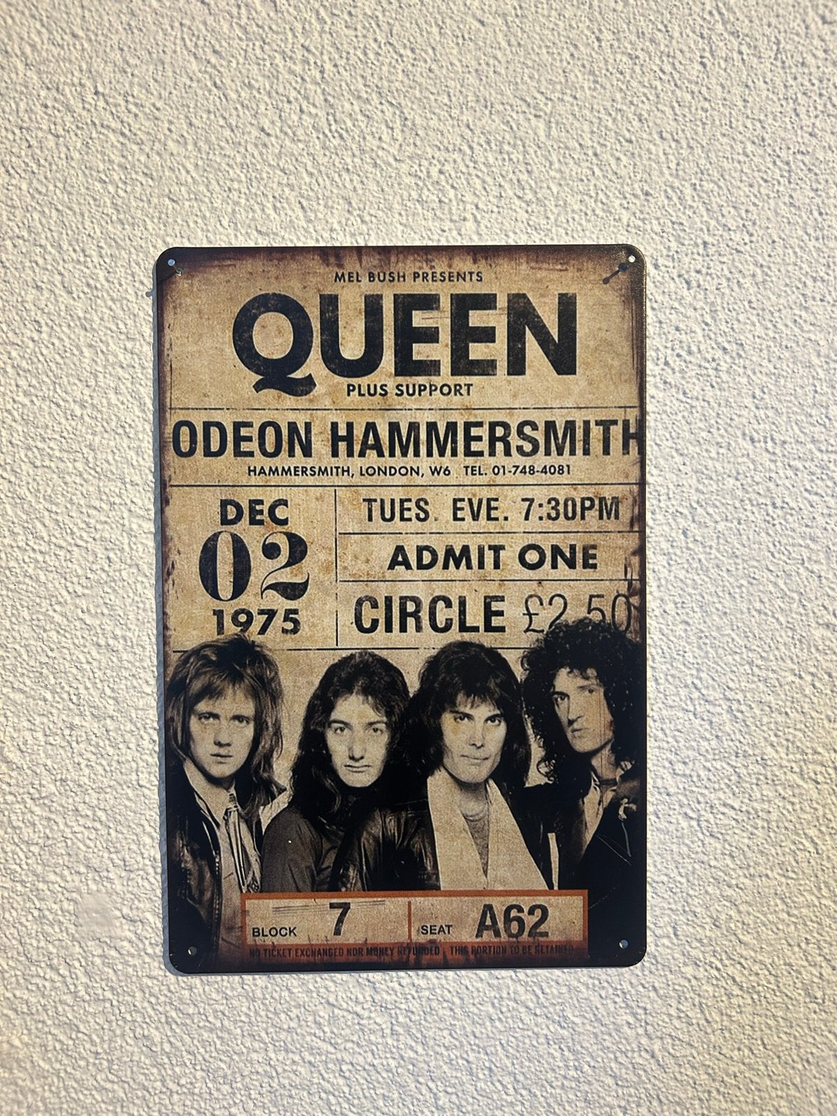 Metalen Queen Reclamebord - 20x30 cm, Metaal, Ophalen of Verzenden, Zo goed als nieuw, Reclamebord
