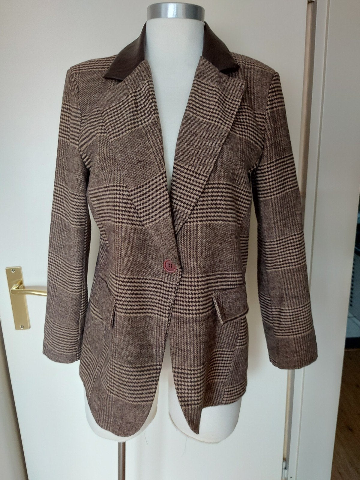 Made in Italy bruin  geruit colbert - Maat M, Maat 38/40 (M), Made in Italy, Bruin, Nieuw