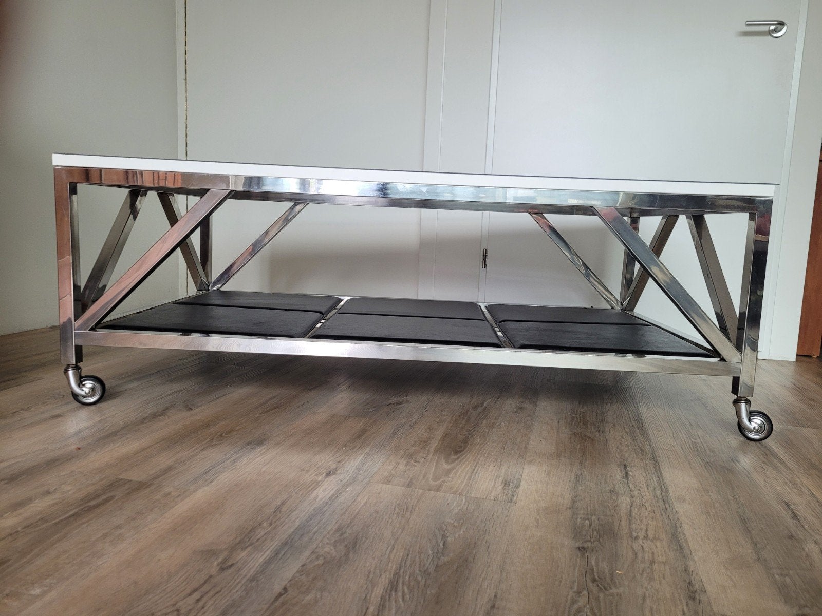 Eichholtz Prado salontafel met opbergruimte incl beschermbla, Ophalen, Gebruikt, 100 tot 150 cm, Overige materialen