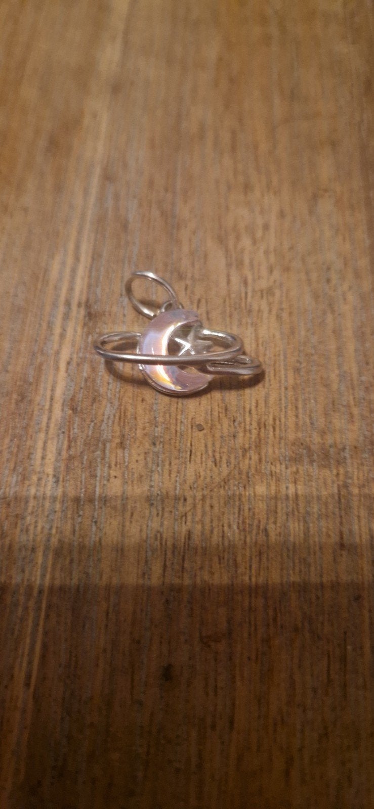 Zilveren hanger met maan en ster, Gebruikt, Overige voorstellingen, Ophalen of Verzenden, Zilver