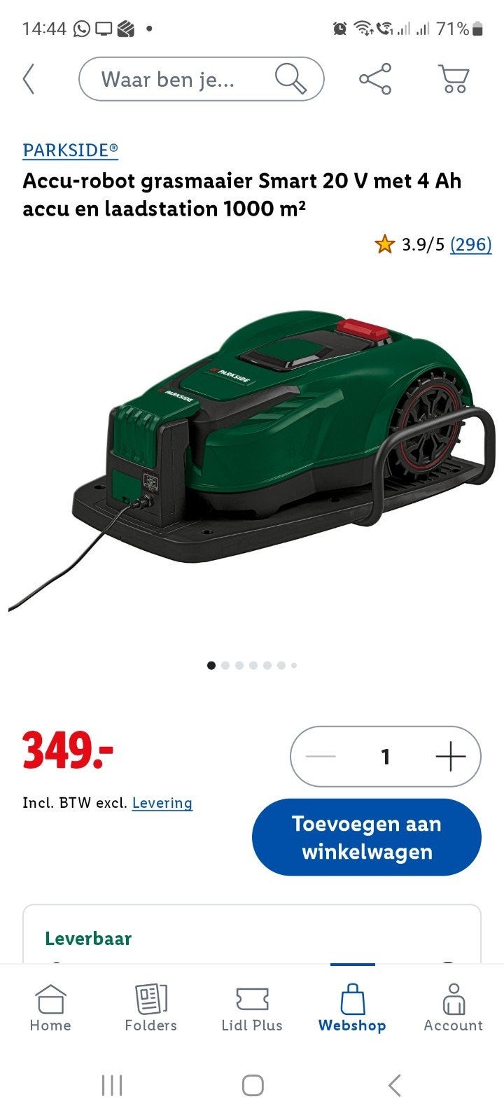 Parkside Accu-robot grasmaaier Smart 20V Wifi App, Cirkelmaaier, Accu-grasmaaier, Ophalen of Verzenden, Opvangbak