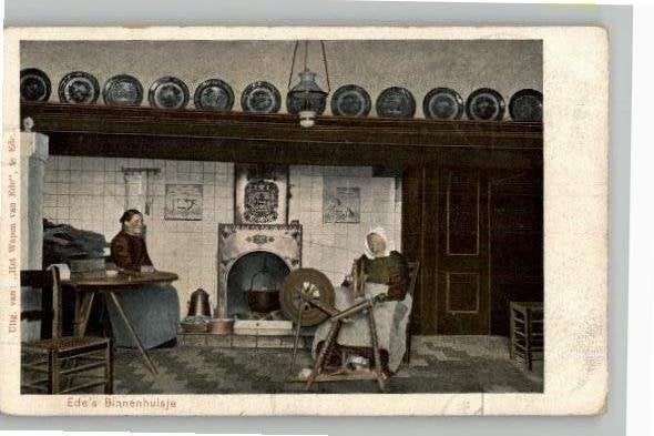 Ede 's Binnenhuisje met spinnewiel st 1911, Verzenden, Voor 1920, Gelopen, Gelderland