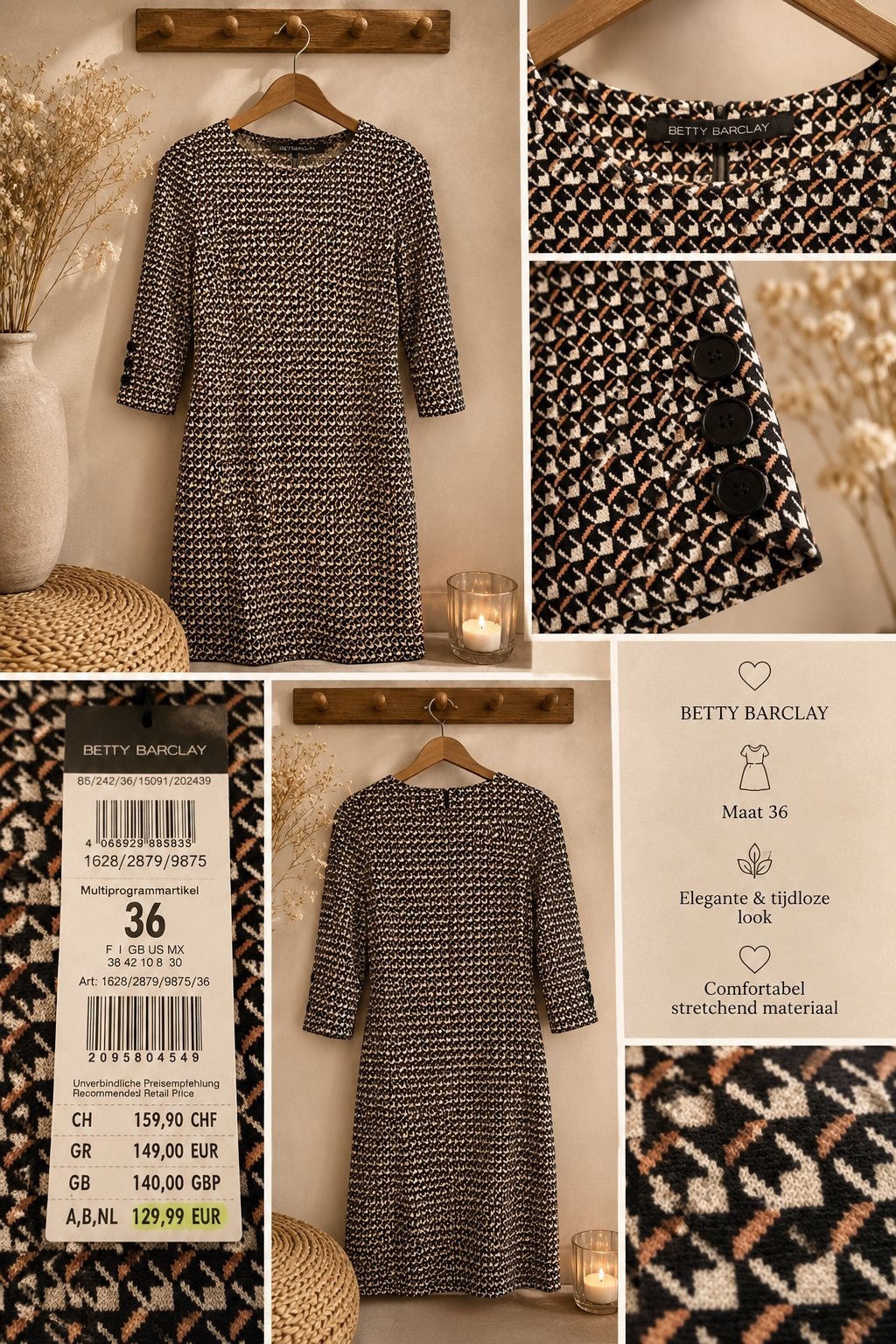 Betty Barclay jurk, maat 36, nieuw met kaartjes, Meerkleurig, Nieuw, Ophalen of Verzenden, Knielengte