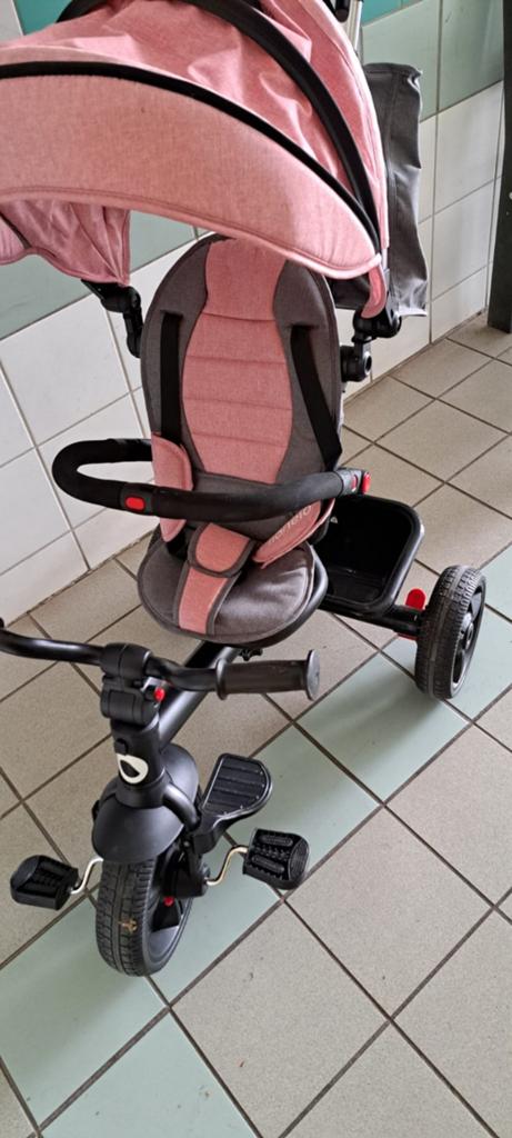 Roze driewieler met duwstang en verstelbare zitting, Ophalen of Verzenden, Gebruikt, Lionelo, Verstelbare zitting