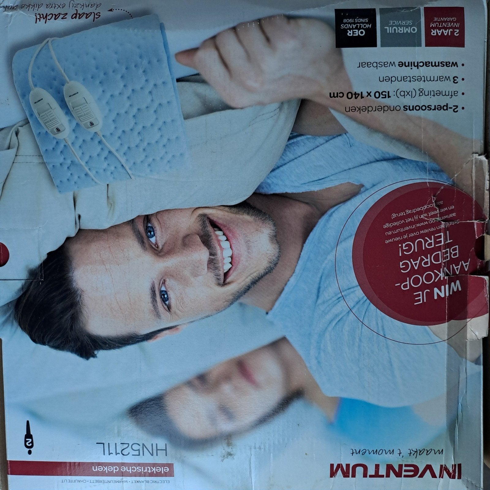 Inventum HN5211L 2-persoons elektrische onderdeken, Ophalen, Wit, Tweepersoons, Deken of Dekbed