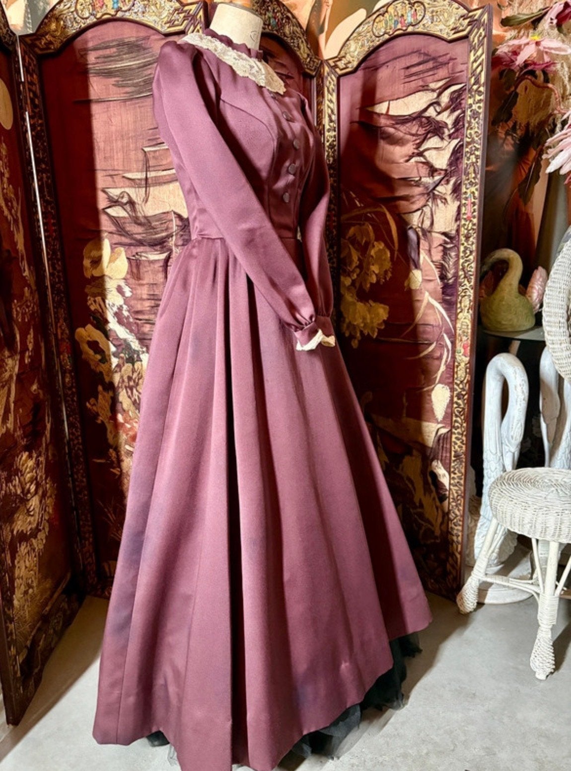 Vintage Victoriaanse Jurk - Elegante Avondjurk, Maat 38/40 (M), Overige kleuren, Verzenden, Gedragen