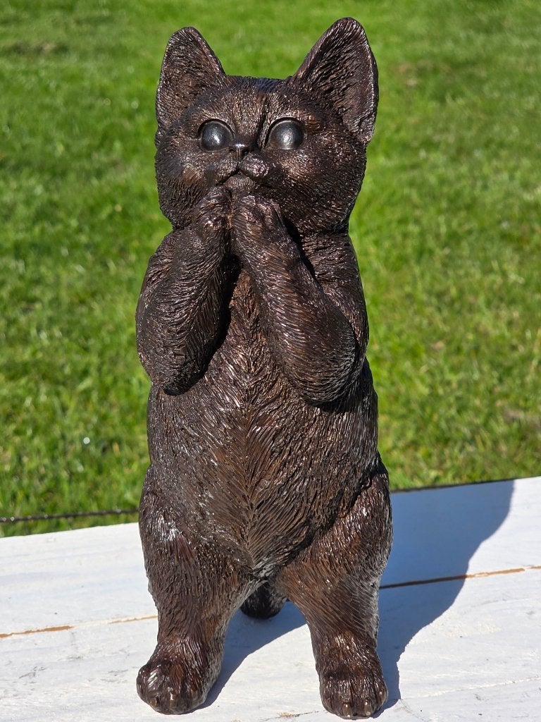 BRONZEN KAT / POES / KITTEN / TUINBEELD / BRONS, Ophalen of Verzenden, Nieuw, Hond of Kat, Beeldje of Figuurtje