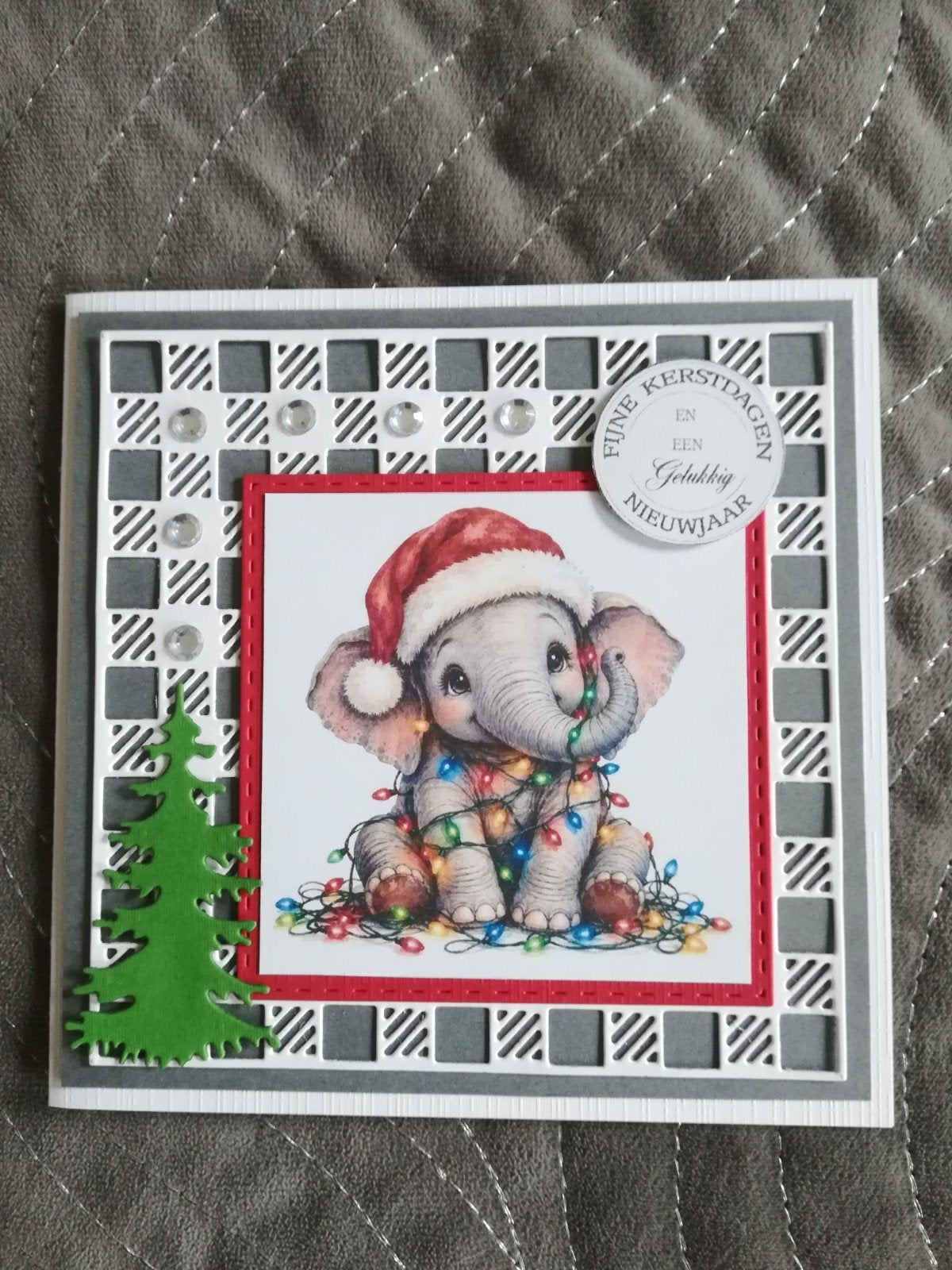 Originele zelfgemaakte kerstkaarten olifant koe varken egel, Ophalen of Verzenden, Nieuw, Kerst