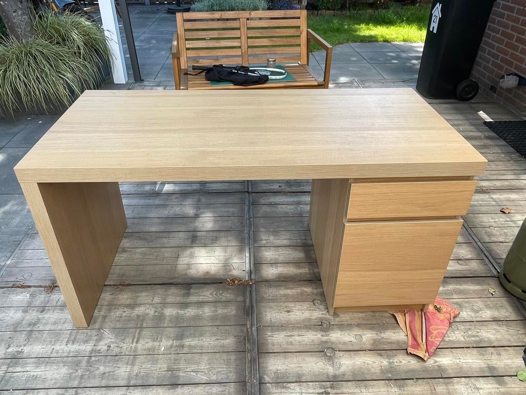 Ikea Malm bureau eiken, Huis en Inrichting, Ophalen, 65 cm, Zo goed als nieuw, IKEA