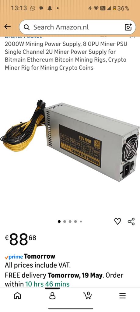 Mining rig power supply, Ophalen of Verzenden