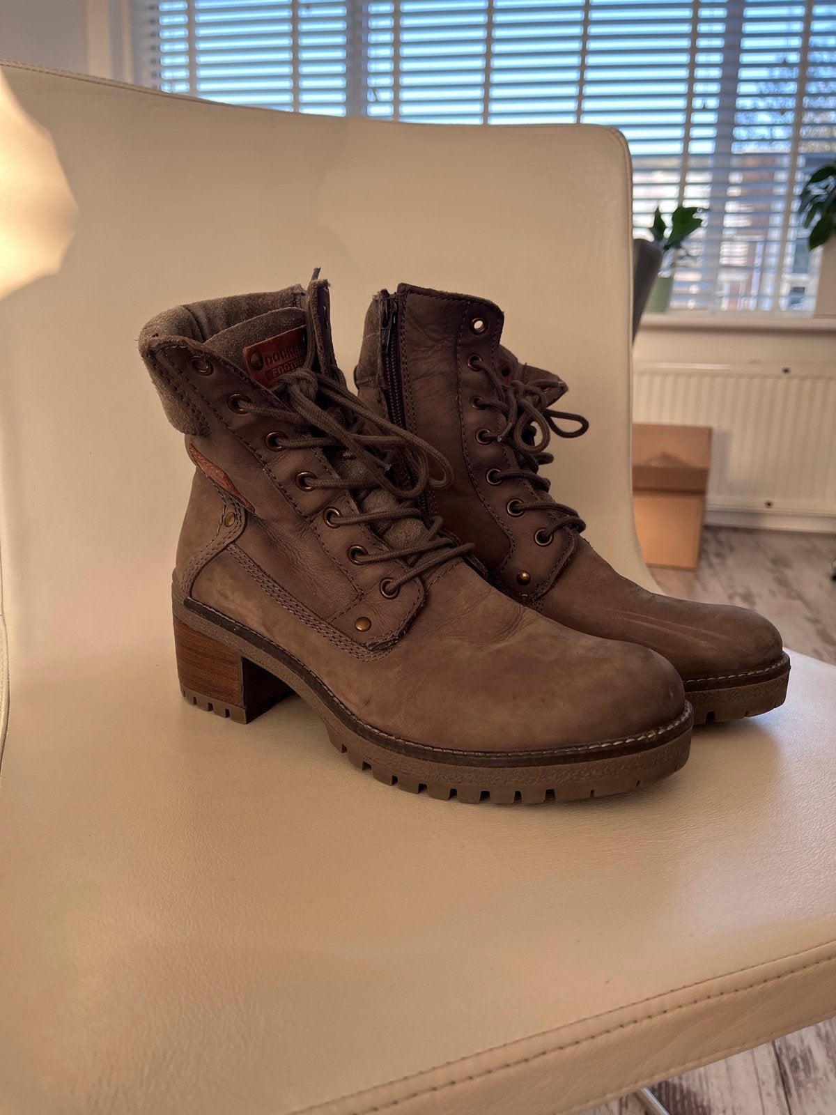 Docker leren boots dames maat 39, Ophalen of Verzenden, Gedragen, Bruin, Lage of Enkellaarzen