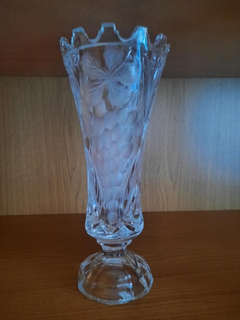 Vintage Kristallen Vaas met Druivenmotief 25cm, Ophalen