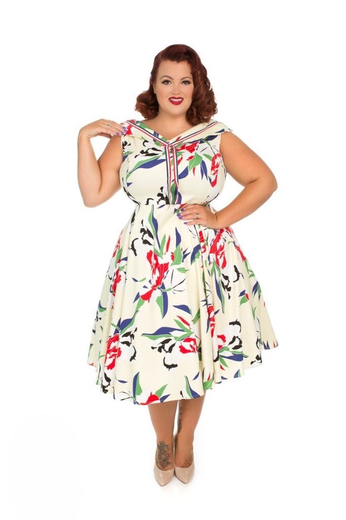 Hearts & Roses Sailor Jurk EU54 7XL Nieuw 50s Retro, Meerkleurig, Maat 46/48 (XL) of groter, Nieuw, Ophalen of Verzenden