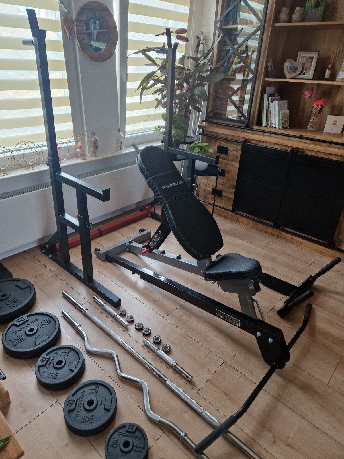 squatrek bankje halterstangen en gewichten, Sport en Fitness, Ophalen, Zo goed als nieuw, Fitnessbank