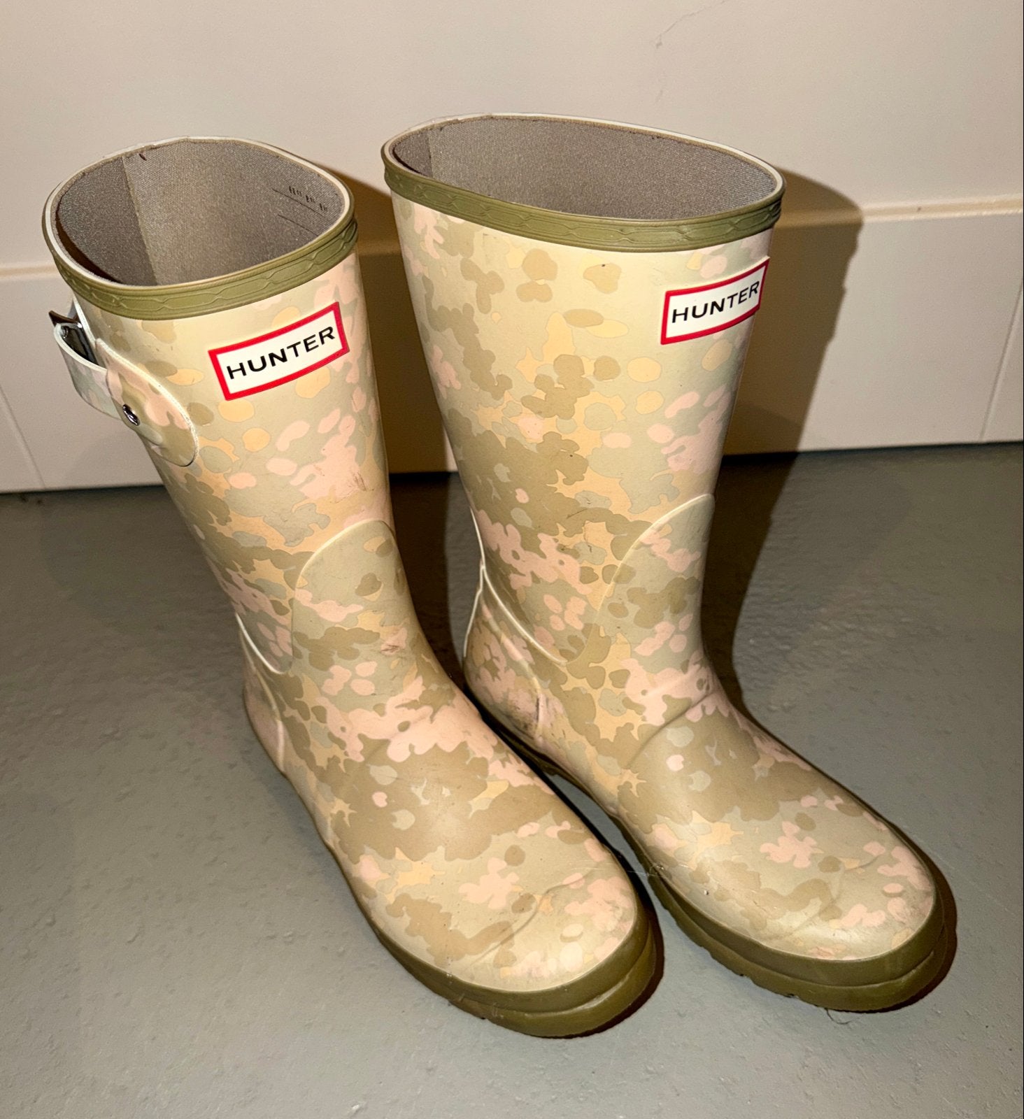 Hunter regenlaarzen - Dames Maat 39 - Camouflage print, Overige kleuren, Ophalen of Verzenden, Regenlaarzen, Zo goed als nieuw