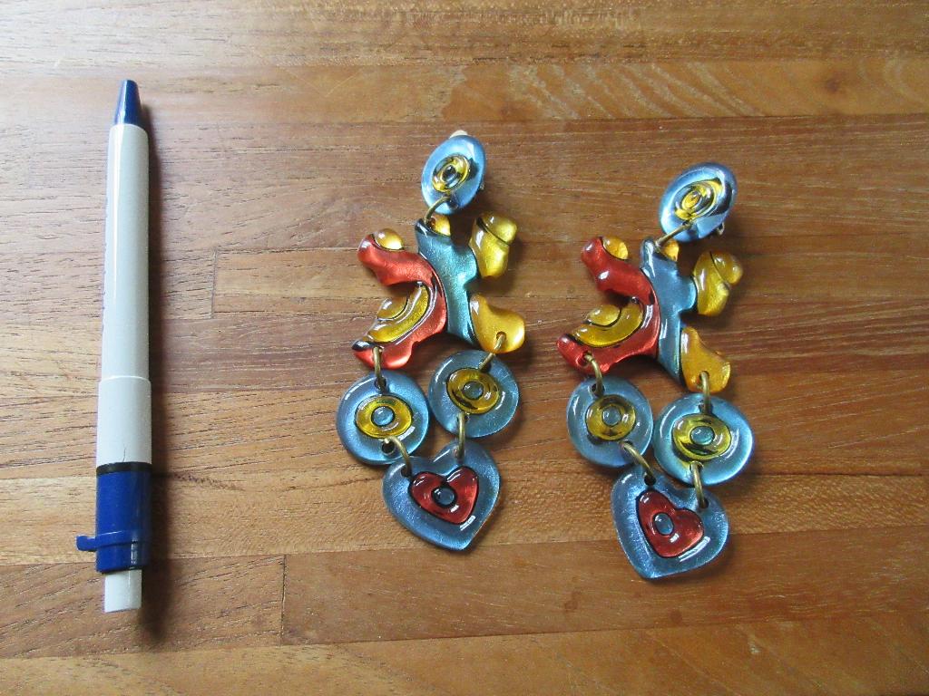 Oorbellen funky atomic googie vintage carnaval, Ophalen of Verzenden