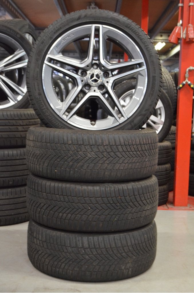 Org 18" Mercedes A Klas W177 Velgen + AllSeasonbanden + TPMS, Niet ingevuld, 18 inch, Gebruikt, Banden en Velgen