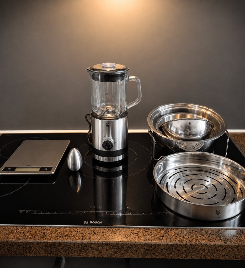 WMF mini blender / mixer met WMF RVS set Soehnle weegschaal, Ophalen, Zo goed als nieuw, Blender