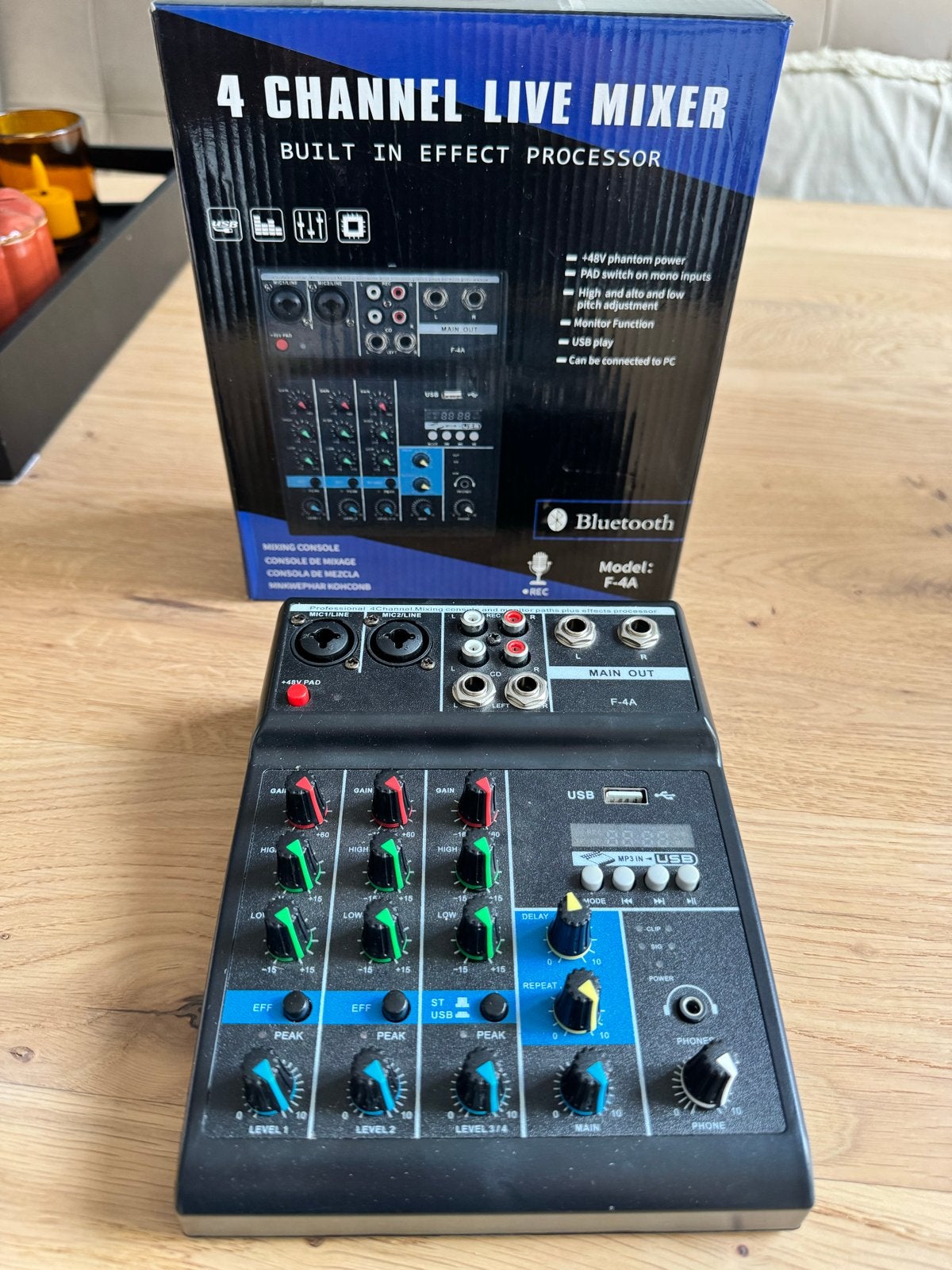 4-kanaals Live Mixer met Effect Processor en Bluetooth, Muziek en Instrumenten, Ophalen, Zo goed als nieuw, Minder dan 5 kanalen