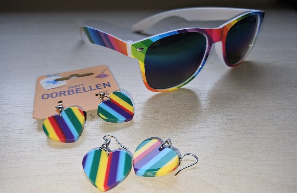 Regenboog zonnebril en regenboog oorbellen, Overige merken, Zonnebril, Overige kleuren, Nieuw