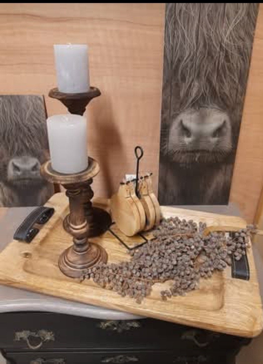 NIEUW! CADEAU TIP! Decoratie sets, schaal, kruik, kaars, tak, Hout, Meerkleurig, Nieuw, Ophalen of Verzenden