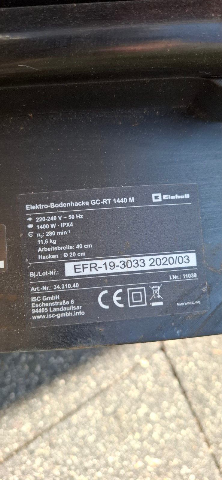 Einhell GC-RT 1440 M Elektrische Bodemhakselaar/ freesmachin, Ophalen